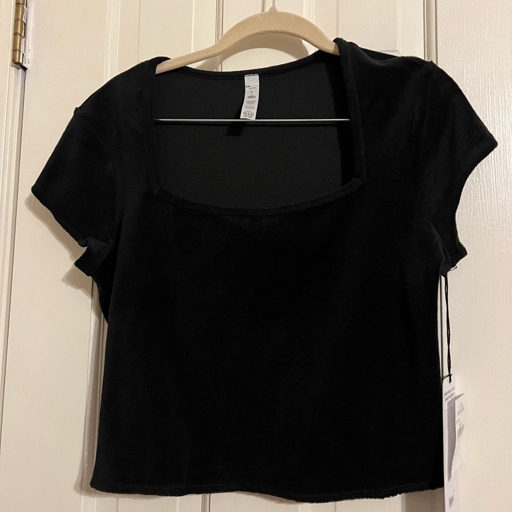 Alo terry cloth cropped workout top